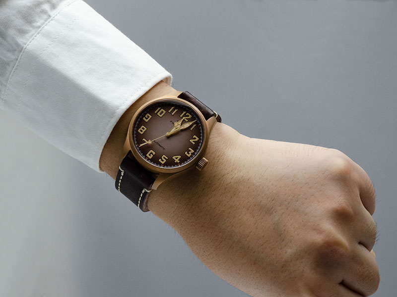 Pouying Puresky pilot watch 20ATM waterproof brown color