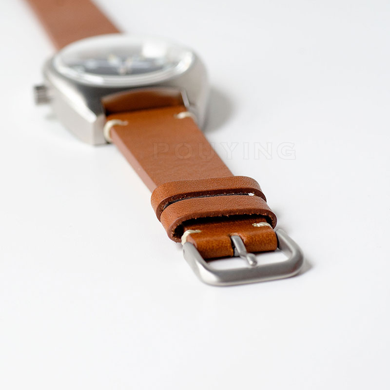 18mm Watch Band Genuine Leather Watch Strap Matte Finish Steel Buckle