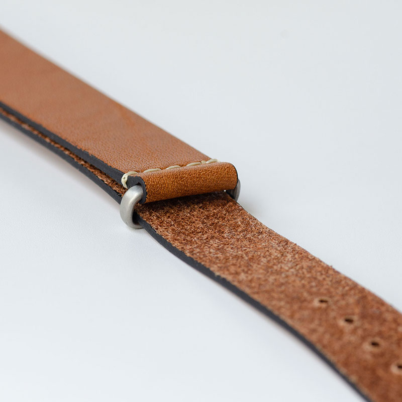 NATO Strap Genuine Leather 18mm Watch Band Silver Buckle