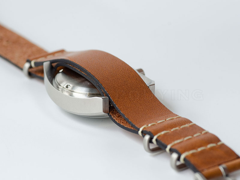 Pouying 18mm soft genuine leather NATO style watch strap