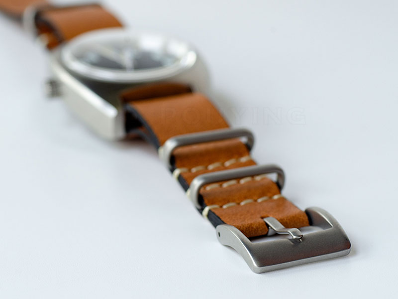 Pouying 18mm soft genuine leather NATO style watch strap